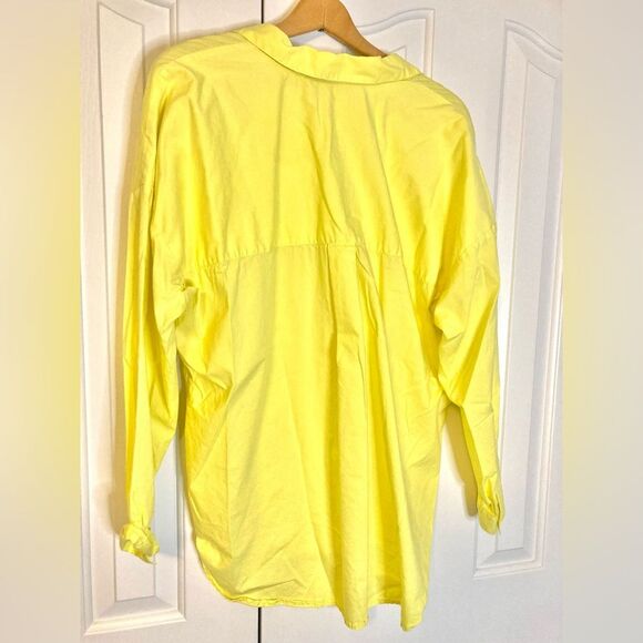 J. Jill Cotton Modal Bright Yellow V-Neck Long Sleeve Tunic Blouse Size Large - Picture 4 of 9